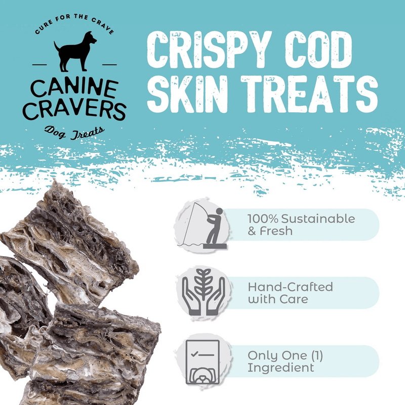 Crispy All-Natural Cod Skins Dog Treats - Premium Single Ingredient